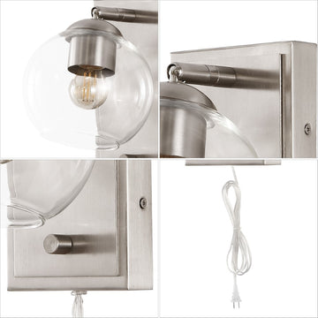 Hugo 6" Minimalist Modern Plug-In or Hardwired Adjustable Iron LED Wall Sconce with Rotary Dimmer - JONATHAN Y
